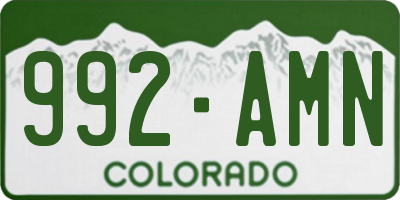 CO license plate 992AMN