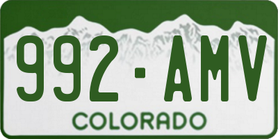 CO license plate 992AMV