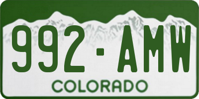 CO license plate 992AMW