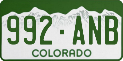 CO license plate 992ANB