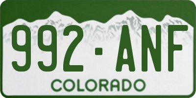 CO license plate 992ANF