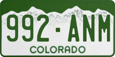 CO license plate 992ANM