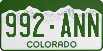 CO license plate 992ANN
