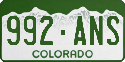CO license plate 992ANS
