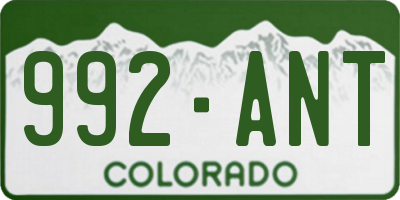 CO license plate 992ANT