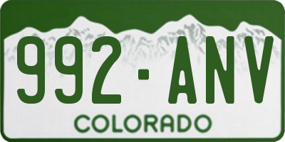CO license plate 992ANV