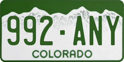 CO license plate 992ANY