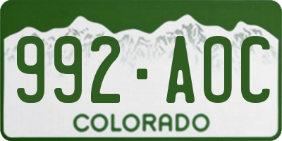 CO license plate 992AOC
