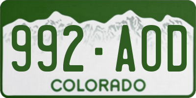 CO license plate 992AOD
