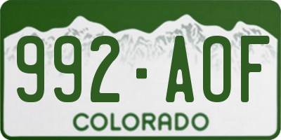 CO license plate 992AOF