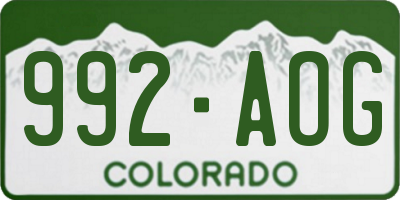 CO license plate 992AOG
