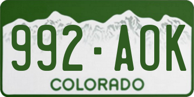 CO license plate 992AOK