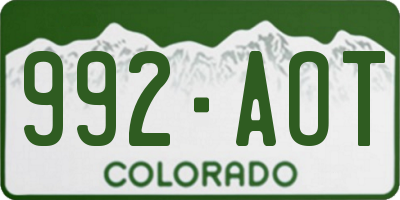 CO license plate 992AOT