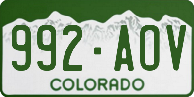 CO license plate 992AOV