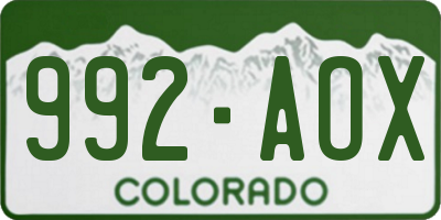 CO license plate 992AOX