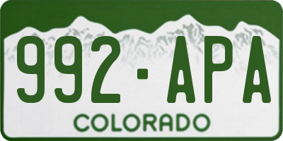 CO license plate 992APA