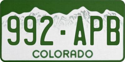 CO license plate 992APB