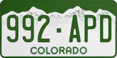 CO license plate 992APD