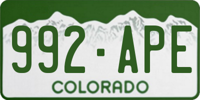 CO license plate 992APE