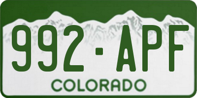 CO license plate 992APF