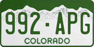 CO license plate 992APG