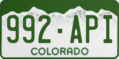 CO license plate 992API