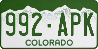 CO license plate 992APK