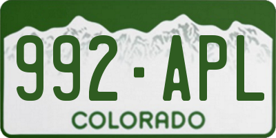 CO license plate 992APL
