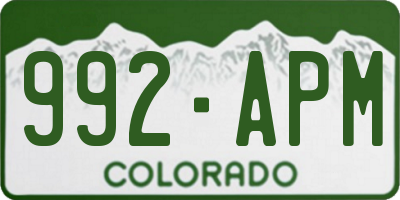 CO license plate 992APM