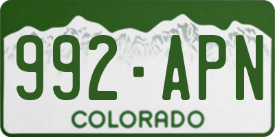CO license plate 992APN