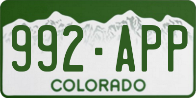 CO license plate 992APP