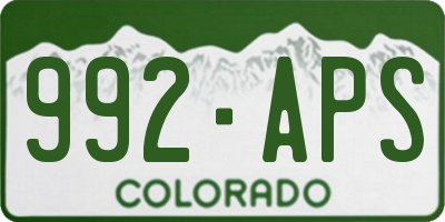 CO license plate 992APS
