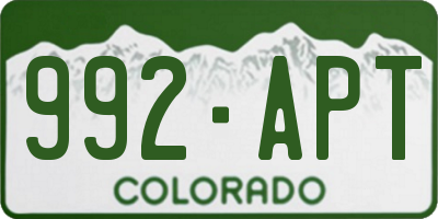 CO license plate 992APT