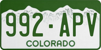 CO license plate 992APV