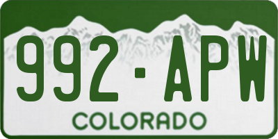 CO license plate 992APW
