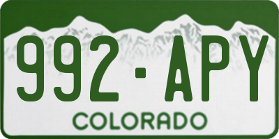 CO license plate 992APY