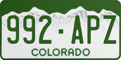 CO license plate 992APZ