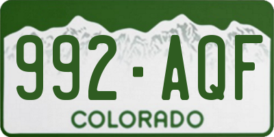 CO license plate 992AQF