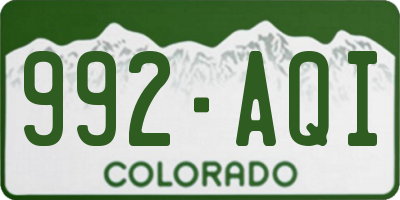 CO license plate 992AQI