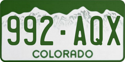 CO license plate 992AQX