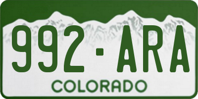 CO license plate 992ARA