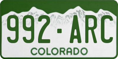 CO license plate 992ARC