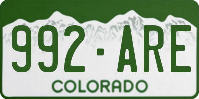 CO license plate 992ARE