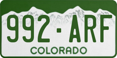 CO license plate 992ARF