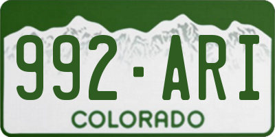 CO license plate 992ARI