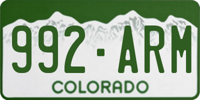 CO license plate 992ARM