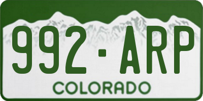 CO license plate 992ARP