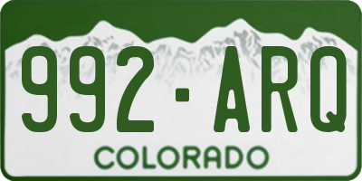 CO license plate 992ARQ