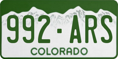 CO license plate 992ARS