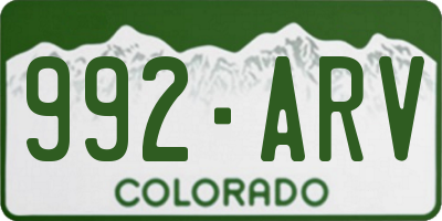 CO license plate 992ARV
